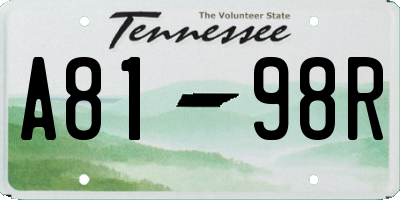TN license plate A8198R