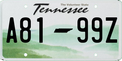 TN license plate A8199Z