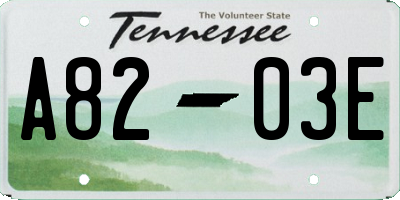 TN license plate A8203E