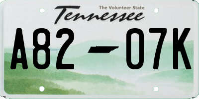 TN license plate A8207K