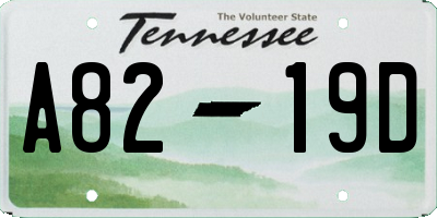 TN license plate A8219D