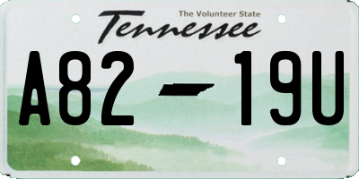 TN license plate A8219U