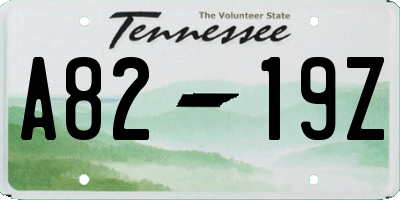 TN license plate A8219Z
