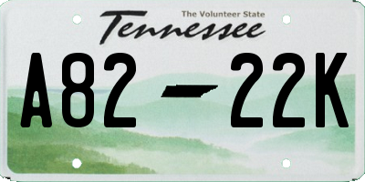 TN license plate A8222K