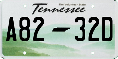 TN license plate A8232D