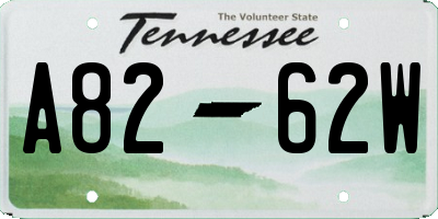TN license plate A8262W