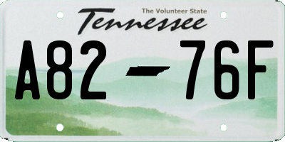 TN license plate A8276F