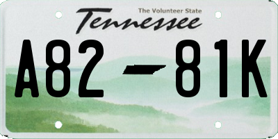 TN license plate A8281K