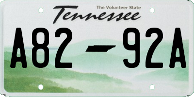 TN license plate A8292A