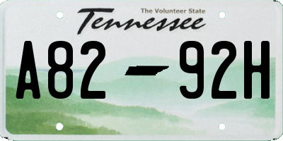 TN license plate A8292H