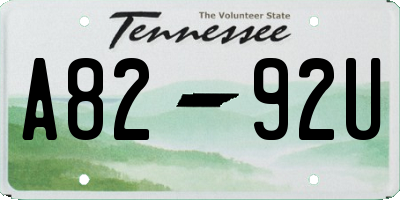 TN license plate A8292U