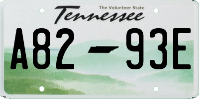 TN license plate A8293E