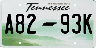 TN license plate A8293K