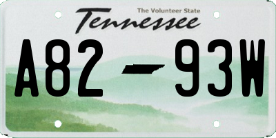 TN license plate A8293W