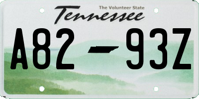TN license plate A8293Z