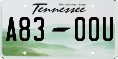 TN license plate A8300U