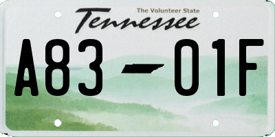 TN license plate A8301F