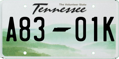 TN license plate A8301K