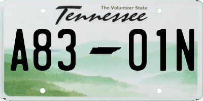 TN license plate A8301N