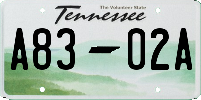 TN license plate A8302A
