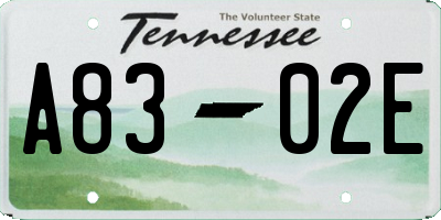 TN license plate A8302E