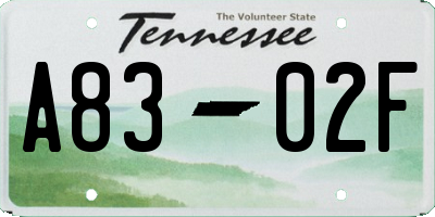 TN license plate A8302F