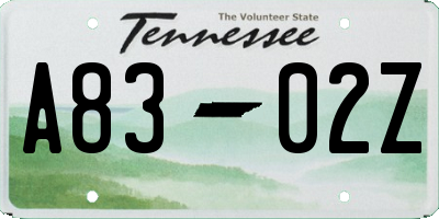 TN license plate A8302Z
