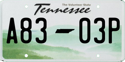 TN license plate A8303P