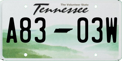 TN license plate A8303W