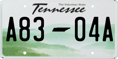 TN license plate A8304A