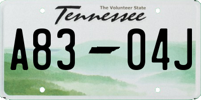 TN license plate A8304J