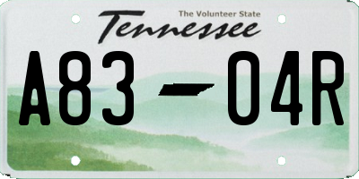 TN license plate A8304R