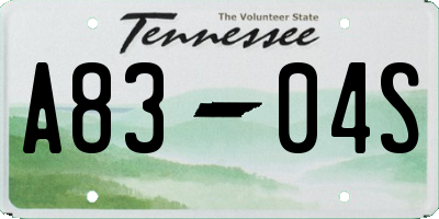 TN license plate A8304S