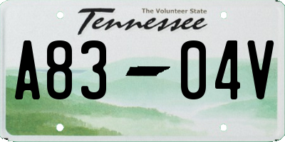 TN license plate A8304V