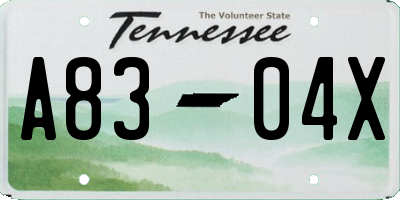 TN license plate A8304X