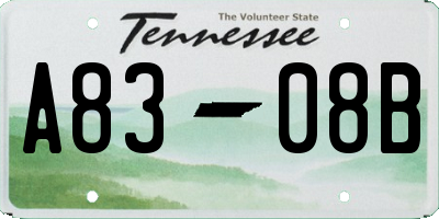 TN license plate A8308B