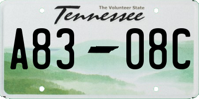 TN license plate A8308C