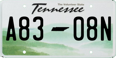 TN license plate A8308N