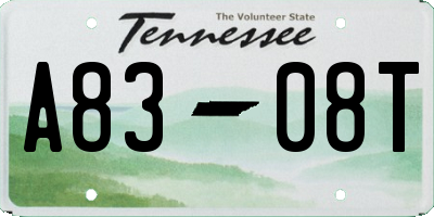 TN license plate A8308T