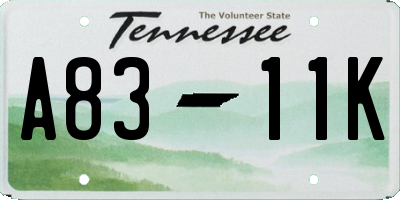 TN license plate A8311K