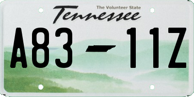 TN license plate A8311Z