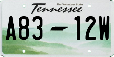 TN license plate A8312W