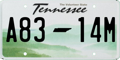 TN license plate A8314M