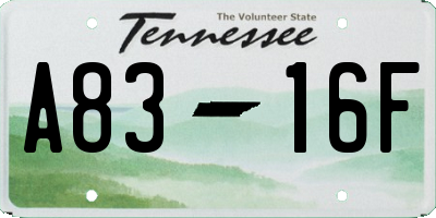 TN license plate A8316F
