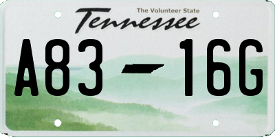 TN license plate A8316G
