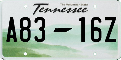 TN license plate A8316Z