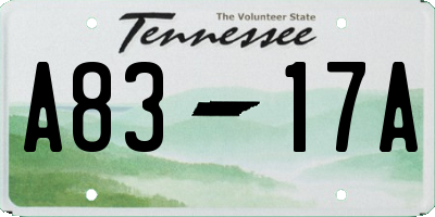 TN license plate A8317A