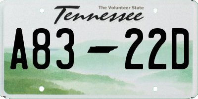 TN license plate A8322D