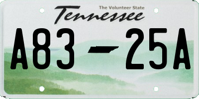 TN license plate A8325A