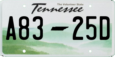 TN license plate A8325D